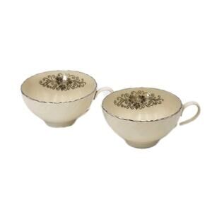 Lenox Valera Set of 2 Cups Platinum Trim 1961-77 Fine Porcelain